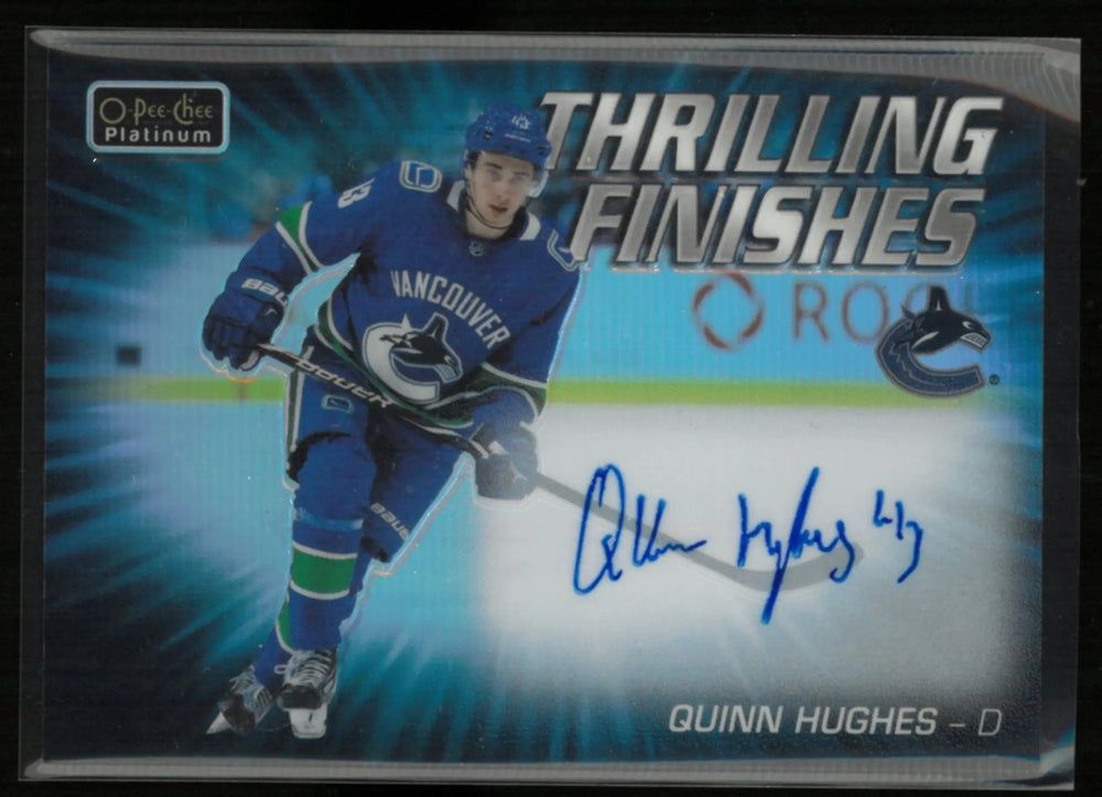 2019-20 Upper Deck O-Pee-Chee Platinum Thrilling Finishes Quinn Hughes Autograph