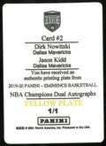 2019-21 Eminence Yellow Printing Plate NBA Champions Dual Auto Nowitzki Kidd 1/1