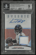 2019 Donruss Optic Dynamic Patch Autographs Lamar Jackson /25 BGS 9 Auto 10 DMG SLAB
