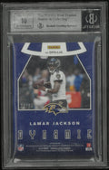 2019 Donruss Optic Dynamic Patch Autographs Lamar Jackson /25 BGS 9 Auto 10 DMG SLAB