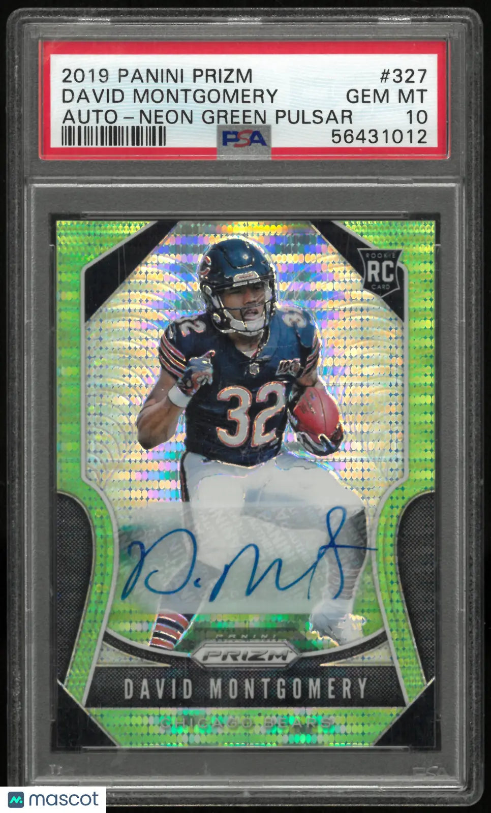 2019 Panini Autograph Rookie David Montgomery Auto Neon Green Pulsar RC PSA 10