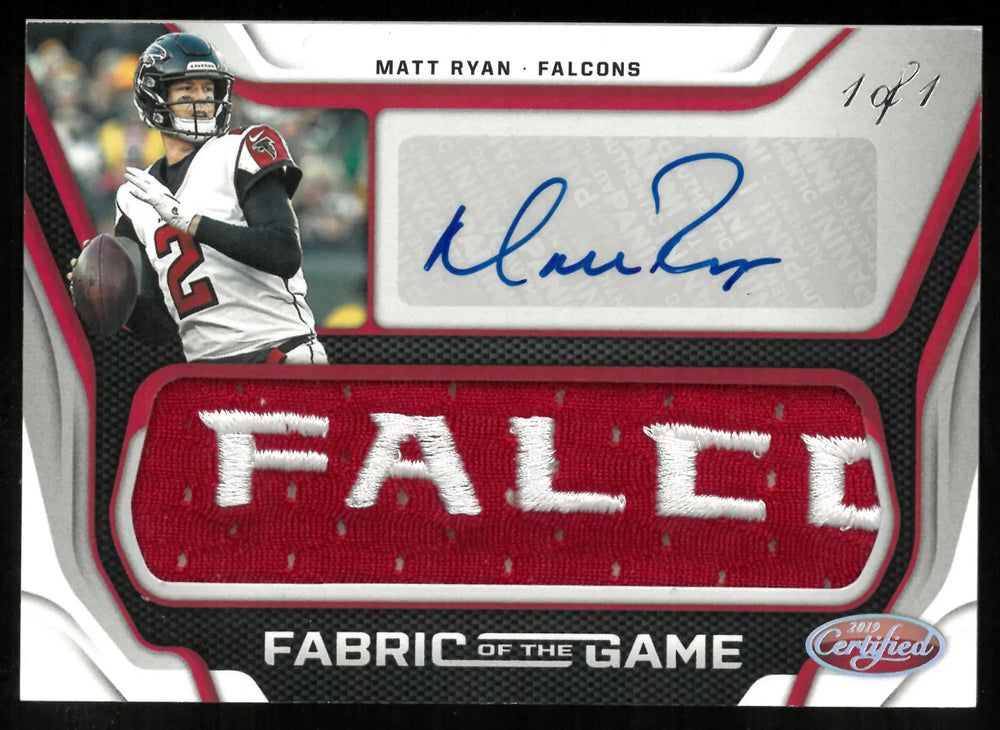 2019 Panini Certified Football Matt Ryan Fabric Of The Game Patch Auto 1/1