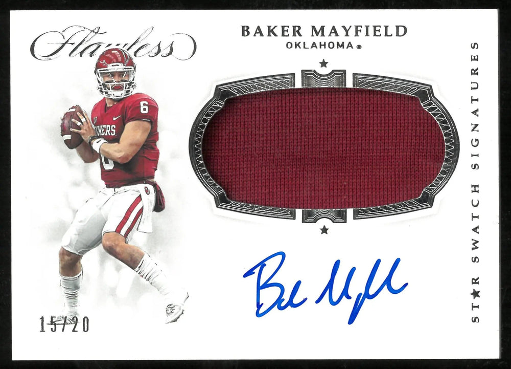 2019 Panini Flawless Collegiate Star Swatch Signatures Patch Auto Baker Mayfield /20