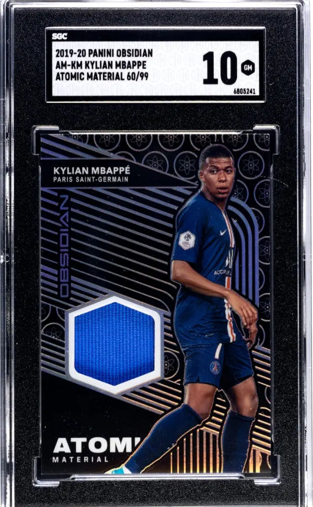 2019 Panini Obsidian Kylian Mbappe Atomic Materials Patch /99 SGC 10