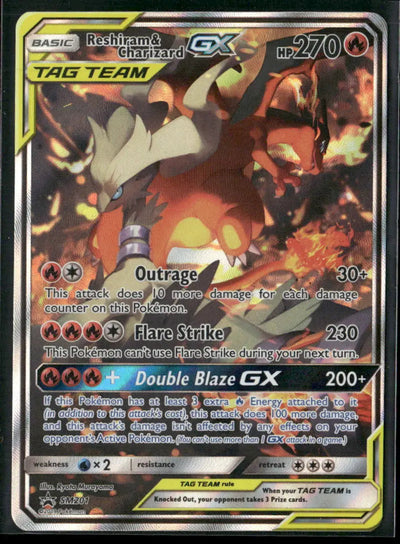 2019 Pokemon Sun & Moon Promo Reshiram & Charizard GX SM201