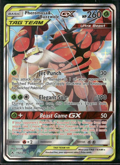 2019 Pokemon Unbroken Bonds Alternate Full Art Pheromosa & Buzzwole GX 192/214