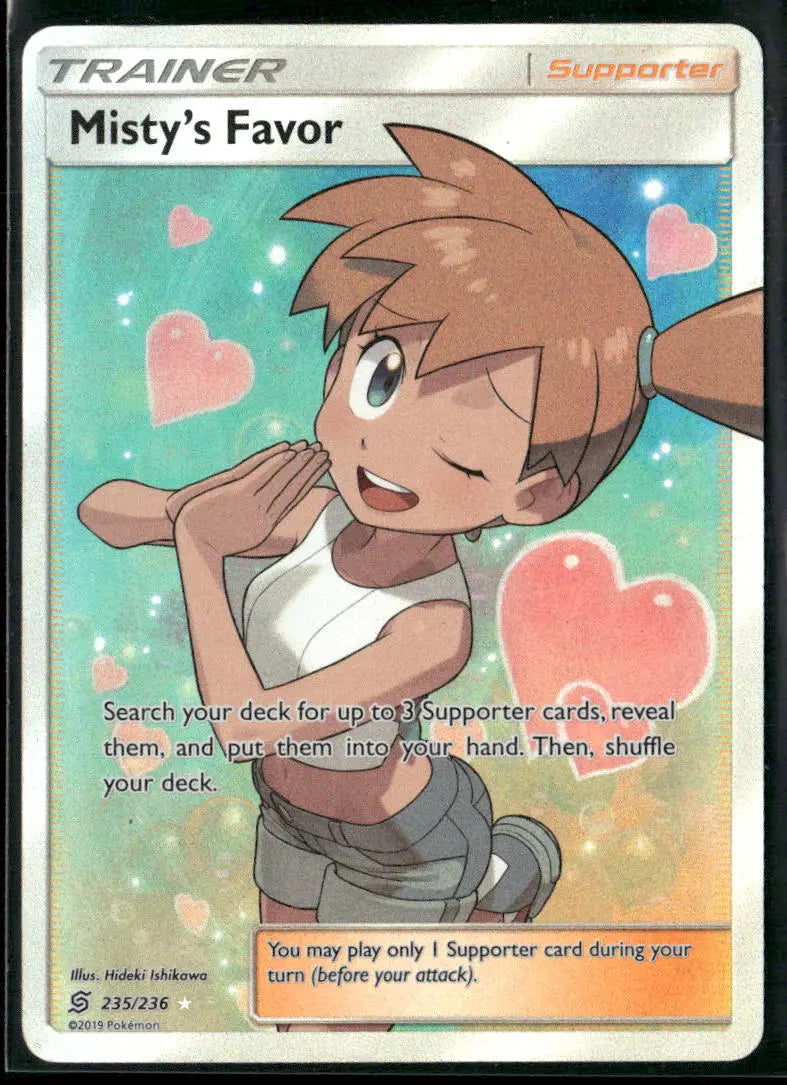 2019 Pokemon Unified Minds Ultra Rare Full Art Misty's Favor 235/236