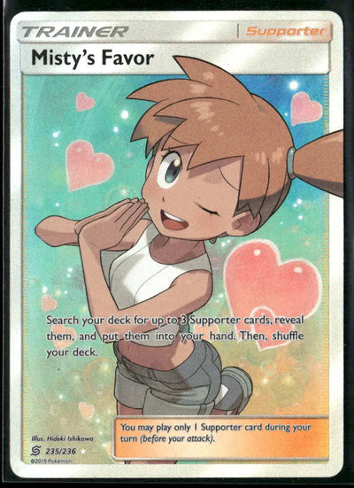 2019 Pokemon Unified Minds Ultra Rare Full Art Misty's Favor 235/236