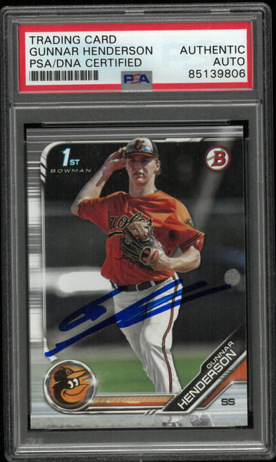 2019 Topps Bowman Gunnar Henderson Autograph Auto PSA Authentic Auto