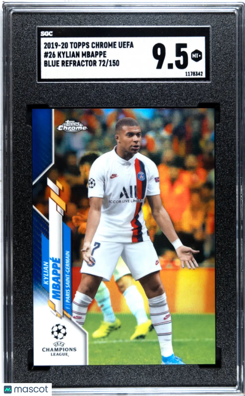 2019 Topps Chrome Uefa Kylian Mbappe #26 Blue Refractor 150 SGC 9.5