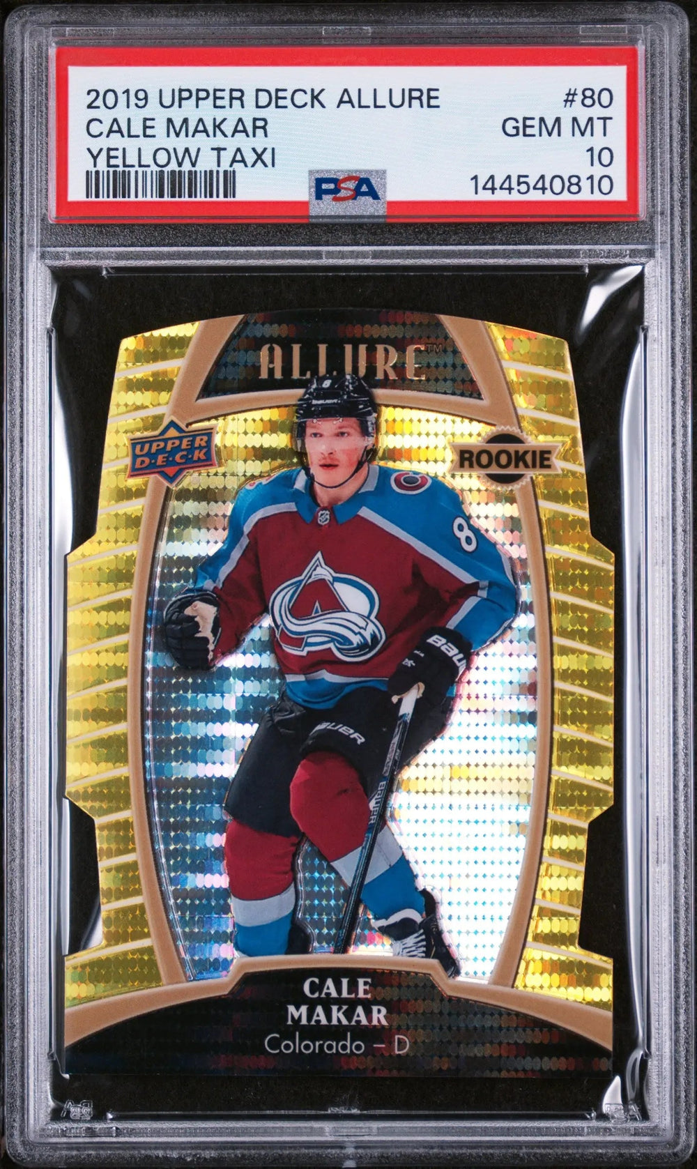 2019 Upper Deck Allure Yellow Taxi Rookie Cale Makar #80 PSA 10