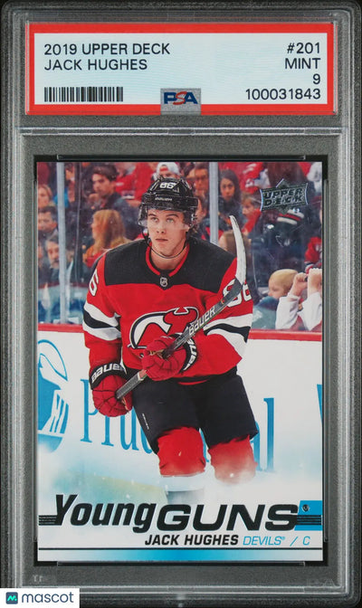 2019 Upper Deck Series 1 Jack Hughes Young Guns RC Rookie #201 PSA 9