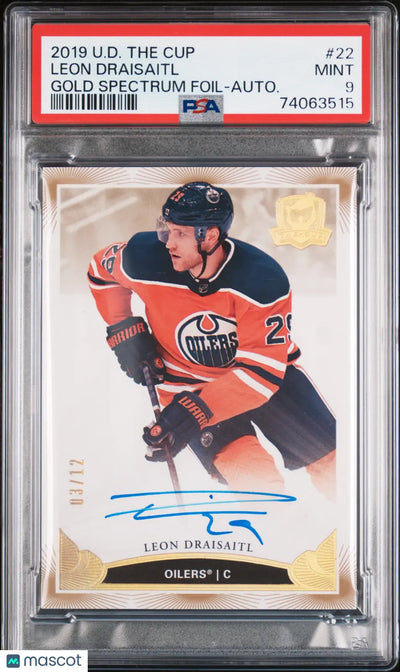 2019 Upper Deck The Cup Leon Draisaitl Gold Spectrum Foil Autograph /12 PSA 9