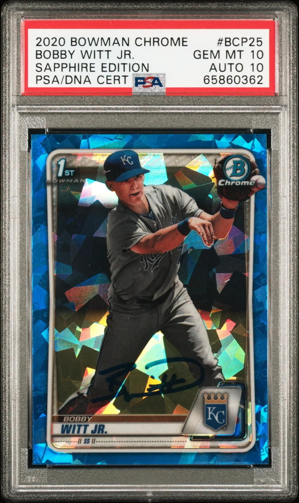 2020 1st Bowman Chrome Sapphire Edition Bobby Witt JR. RC Auto PSA 10 Auto 10