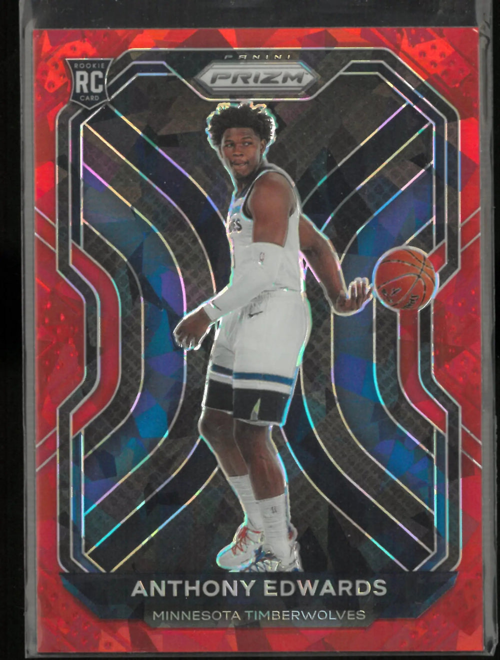 2020-21 Panini Prizm Rookie Anthony Edwards Red Cracked Ice RC