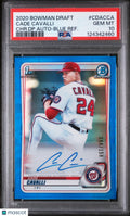 2020 Bowman Chrome Draft Picks Autographs Cade Cavalli Blue Refractor PSA 10