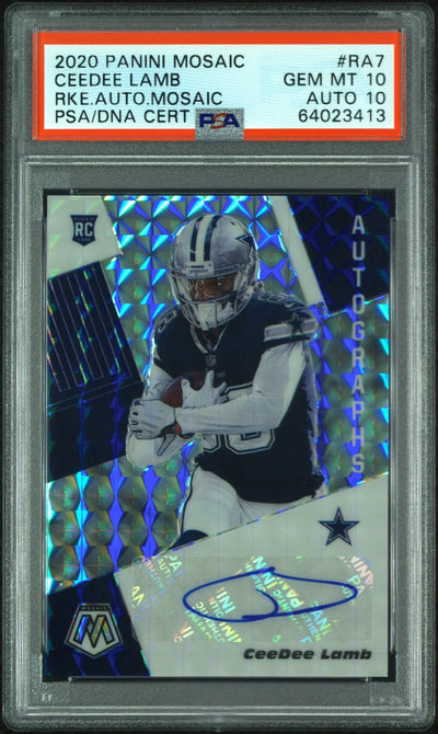 2020 Mosaic Football Rookie RC Auto CeeDee Lamb Autograph PSA 10 Auto 10