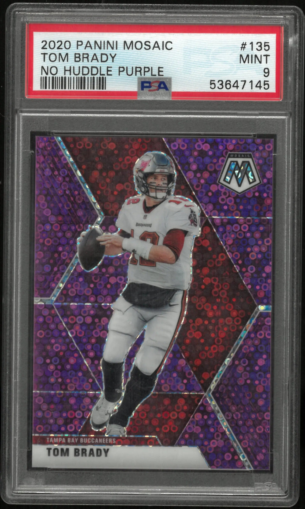 2020 Mosaic Football Tom Brady No Huddle Purple PSA 9 /50