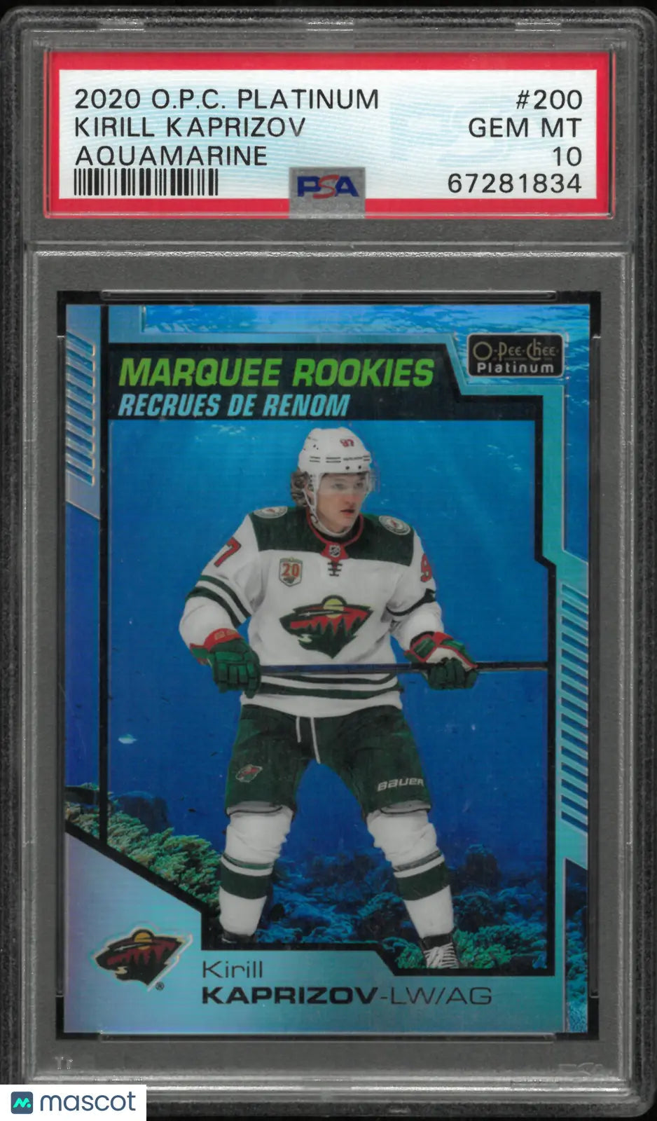 2020 O-Pee-Chee Platinum Kirill Kaprizov #200 Aquamarine PSA 10