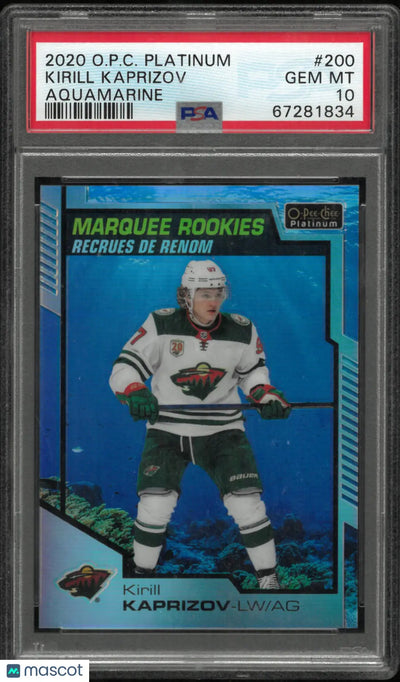 2020 O-Pee-Chee Platinum Kirill Kaprizov #200 Aquamarine PSA 10