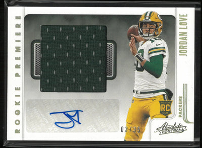 2020 Panini Absolute Rookie Premiere Jordan Love Rookie Patch Auto /35 RC