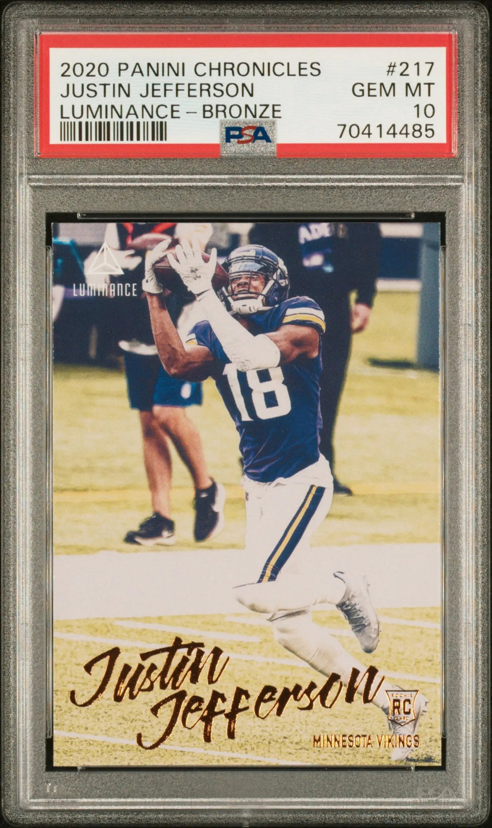 2020 Panini Chronicles Luminance Justin Jefferson RC Rookie Bronze PSA 10