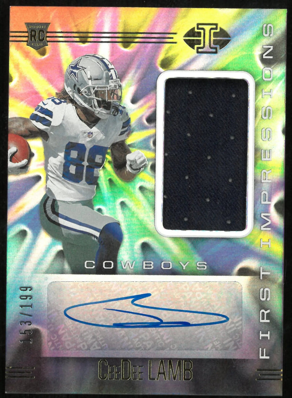 2020 Panini Illusions Football First Impressions CeeDee Lamb RC Rookie Patch Auto /199