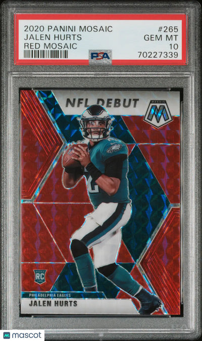 2020 Panini Mosaic Football Jalen Hurts NFL Debut RC Rookie Red PSA 10