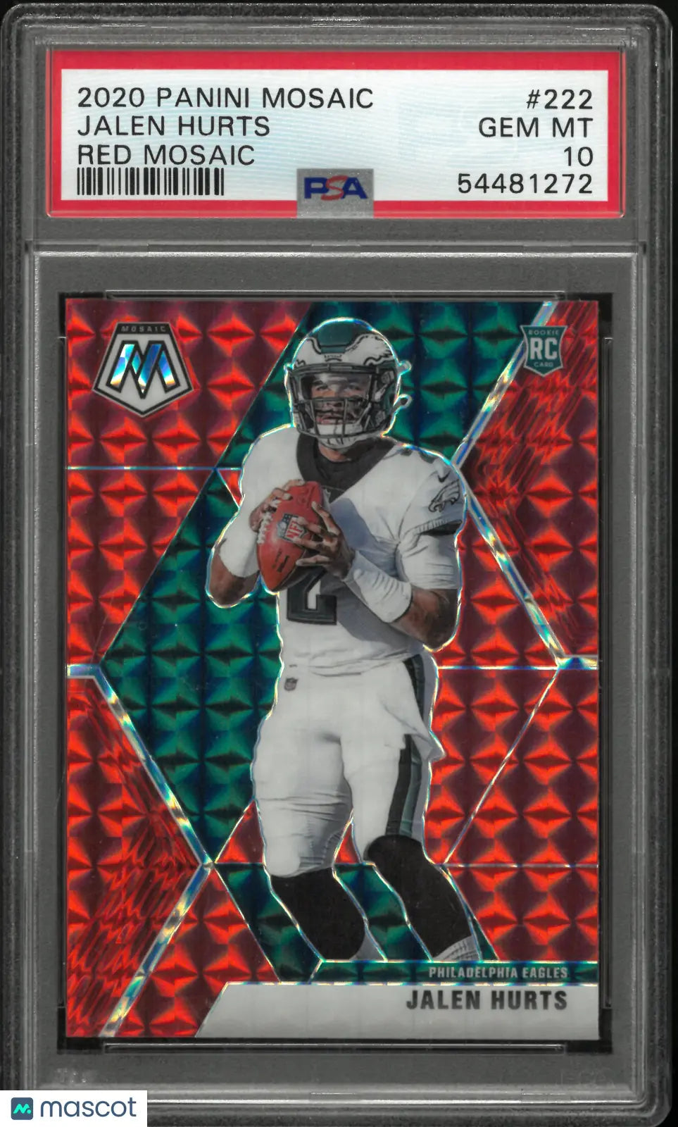 2020 Panini Mosaic Jalen Hurts #222 Red Rookie RC PSA 10