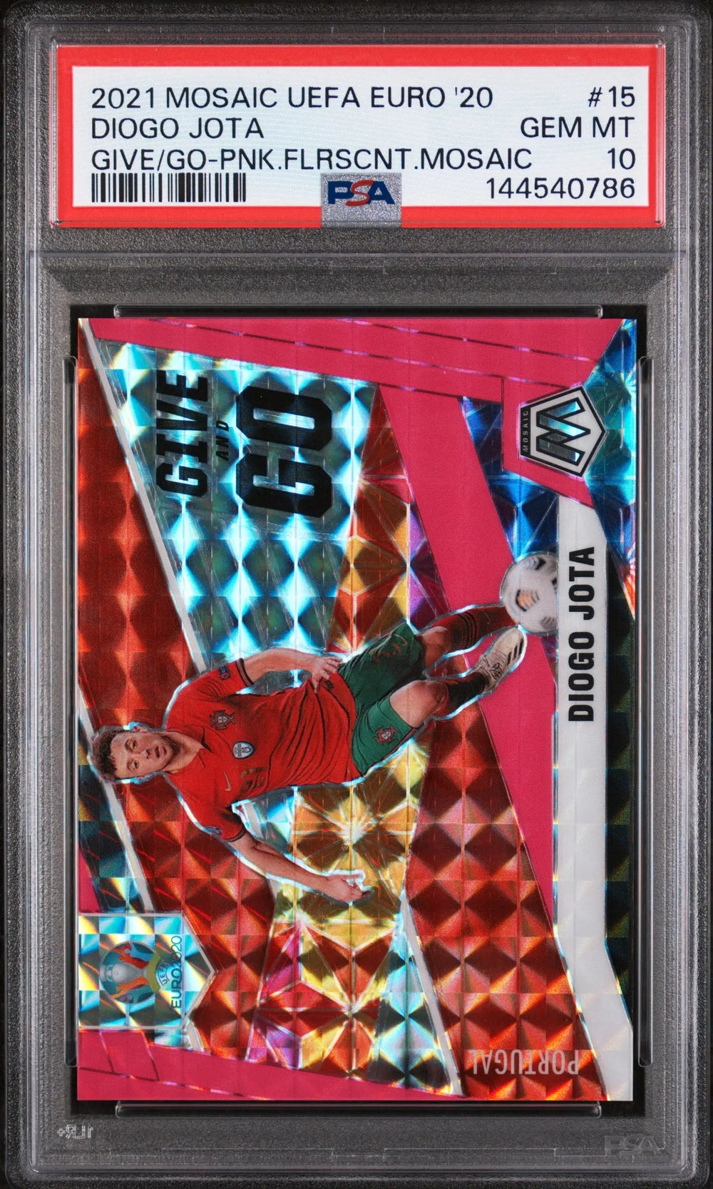 2020 Panini Mosaic UEFA Euro Pink Give And Go Diogo Jota /10 PSA 10