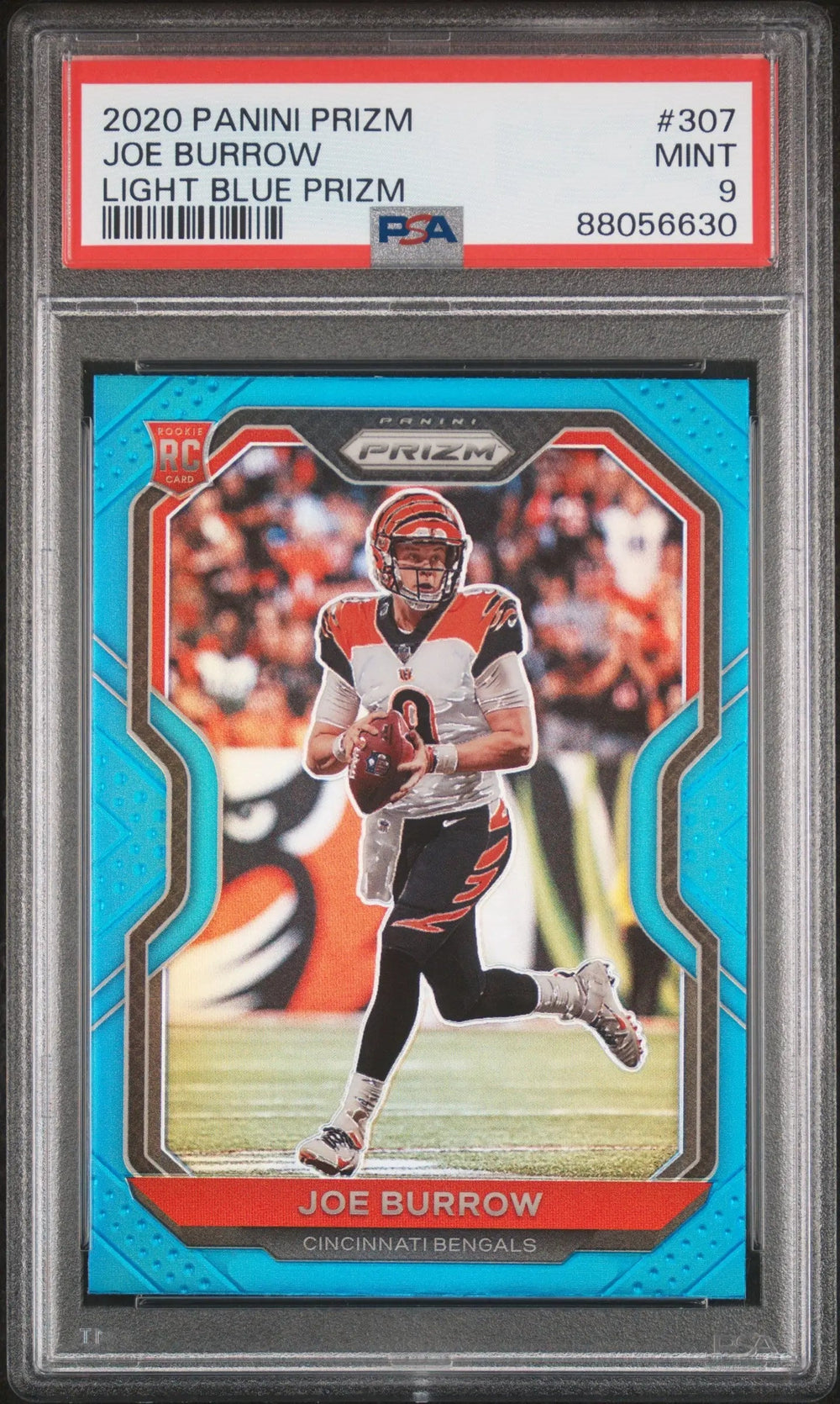 2020 Panini Prizm Football Joe Burrow RC Rookie Light Blue PSA 9