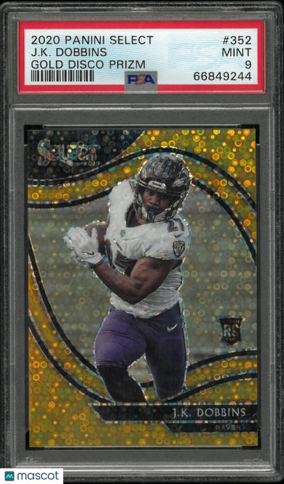 2020 Panini Select J. K. Dobbins #352 Gold Disco Prizm PSA 9 Rookie RC /10