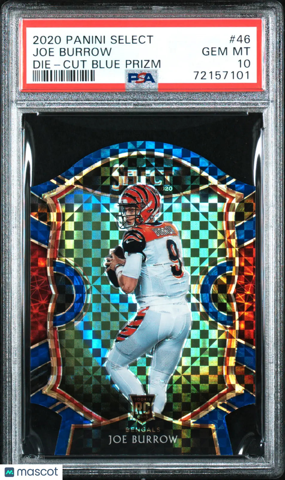 2020 Panini Select Joe Burrow RC Rookie #46 Die Cut Blue Prizm PSA 10