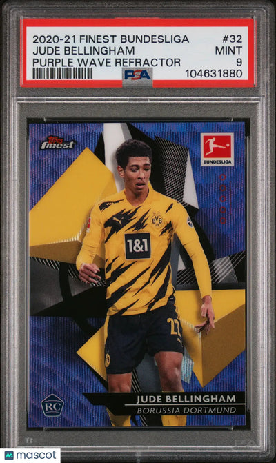 2020 Topps Finest Bundesliga Jude Bellingham RC Purple Wave Refractor PSA 9 /250