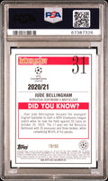 2020 Topps Merlin Chrome UCL Jude Bellingham RC Rookie Gold Refractor PSA 9 /50