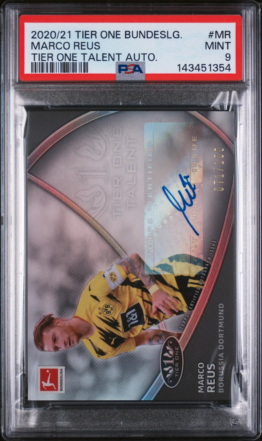 2020 Topps Tier One Bundesliga Tier One Talent Auto Marco Reus /100 PSA 9