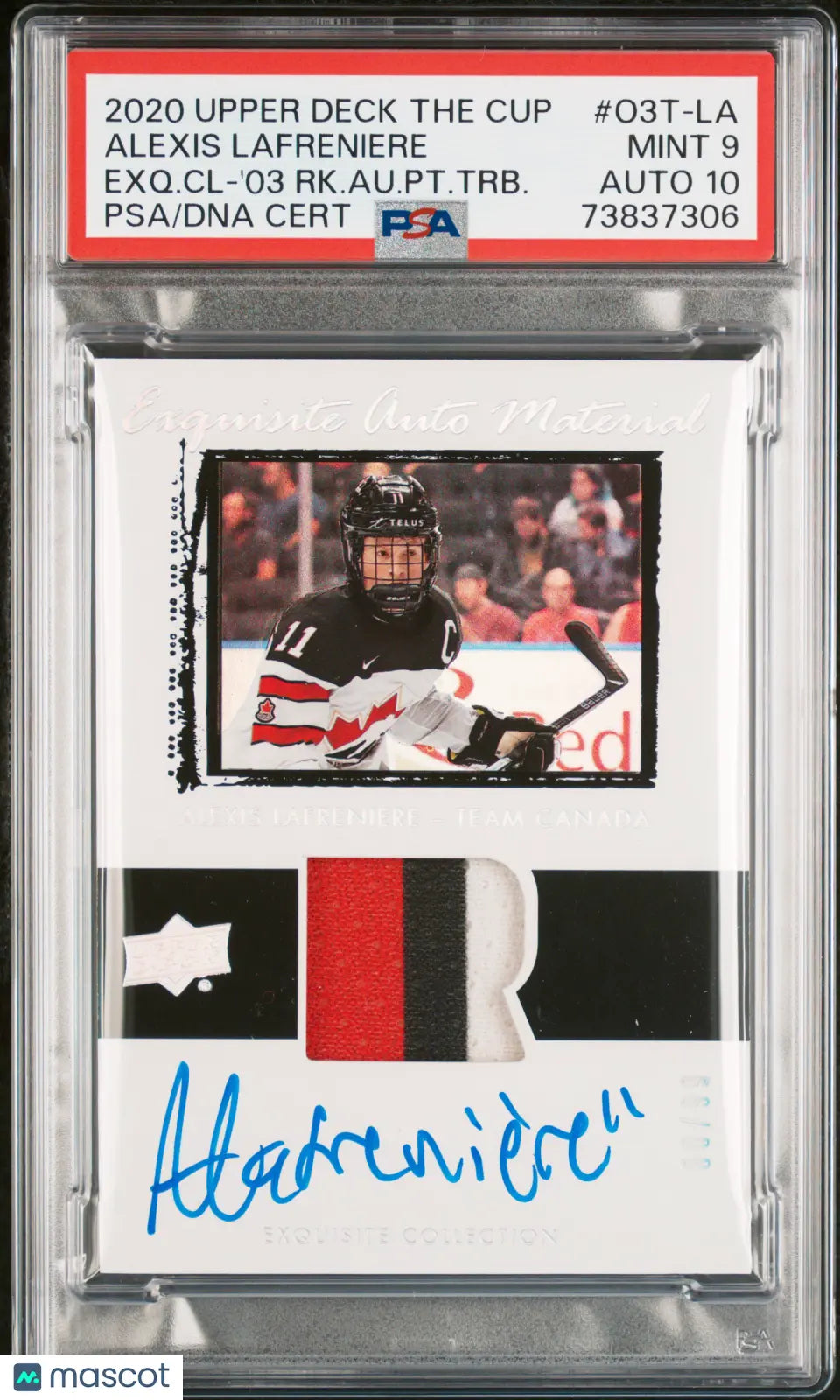 2020 UD The Cup Exquisite Col. Rookie Patch Auto Alexis Lafreniere PSA 9 /99