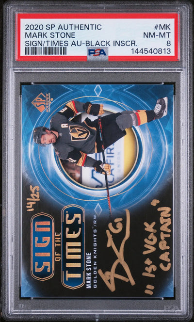 2020 Upper Deck SP Authentic Sign Of The Times Black Auto Mark Stone /25 PSA 8