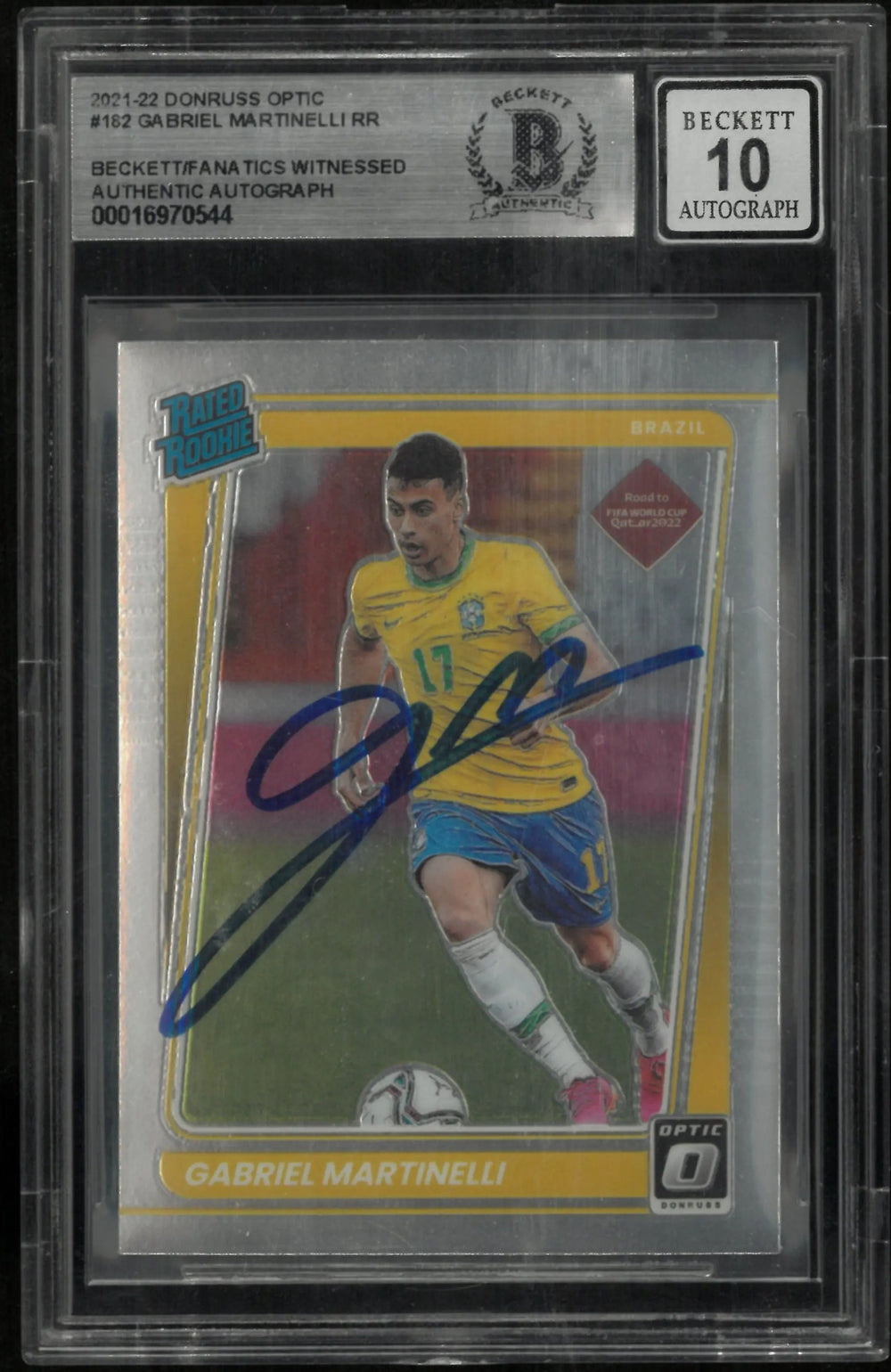 2021-22 Donruss Optic Soccer Gabriel Martinelli Rated Rookie In Person Auto BGS Authentic