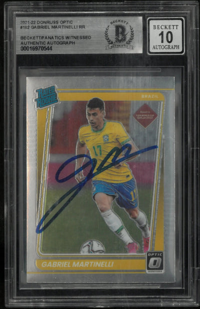 2021-22 Donruss Optic Soccer Gabriel Martinelli Rated Rookie In Person Auto BGS Authentic