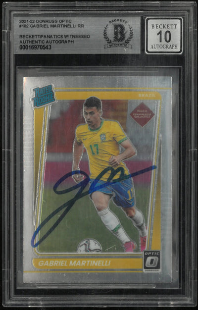 2021-22 Donruss Optic Soccer Gabriel Martinelli Rated Rookie In Person Auto BGS Authentic