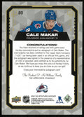 2021-22 UD Stature Hockey Cale Makar 3 Color Patch Auto /7