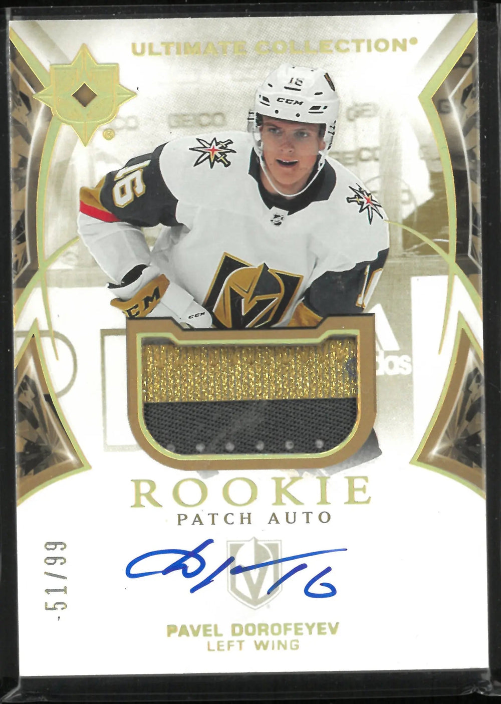 2021-22 UD Ultmiate Collection Rookie Patch Autograph Pavel Dorofeyev Auto RC/99