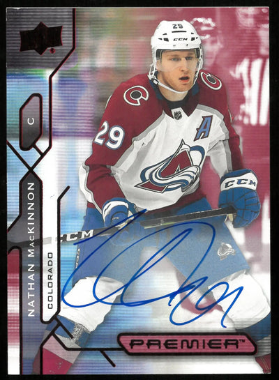2021-22 Upper Deck Premier Red Auto Nathan MacKinnon