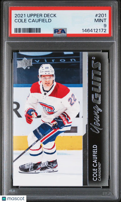 2021-22 Upper Deck Series 1 Cole Caufield Young Guns RC Rookie #201 PSA 9
