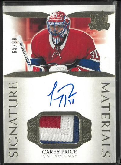 2021-22 Upper Deck The Cup Signatures Materials Carey Price Autograph Patch Auto /99
