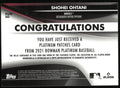 2021 Bowman Platinum Baseball Shohei Ohtani Platinum Patch /5