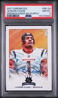 2021 Panini Chronicles Gridiron Kings Purple Auto Ja’Marr Chase /25 PSA 8