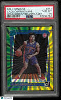 2021 Donruss Cade Cunningham Holo Green Yellow Laser PSA 10 Rookie RC