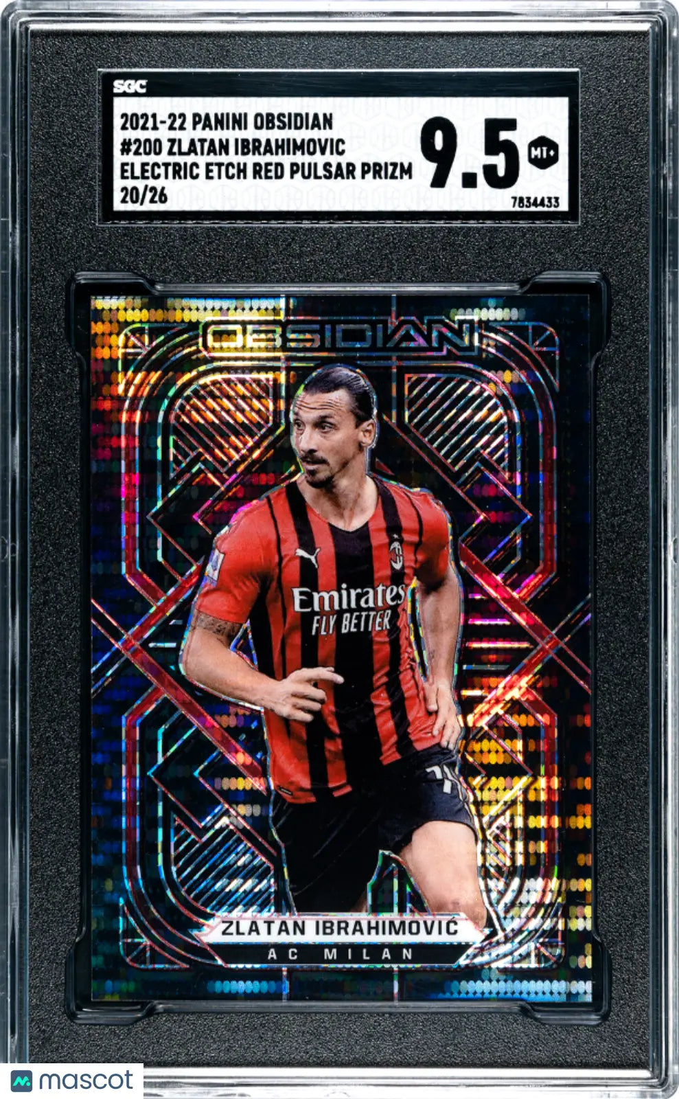 2021 Obsidian Soccer Zlatan Ibrahimovic EE Red Pulsar Prizm /26 SGC 9.5